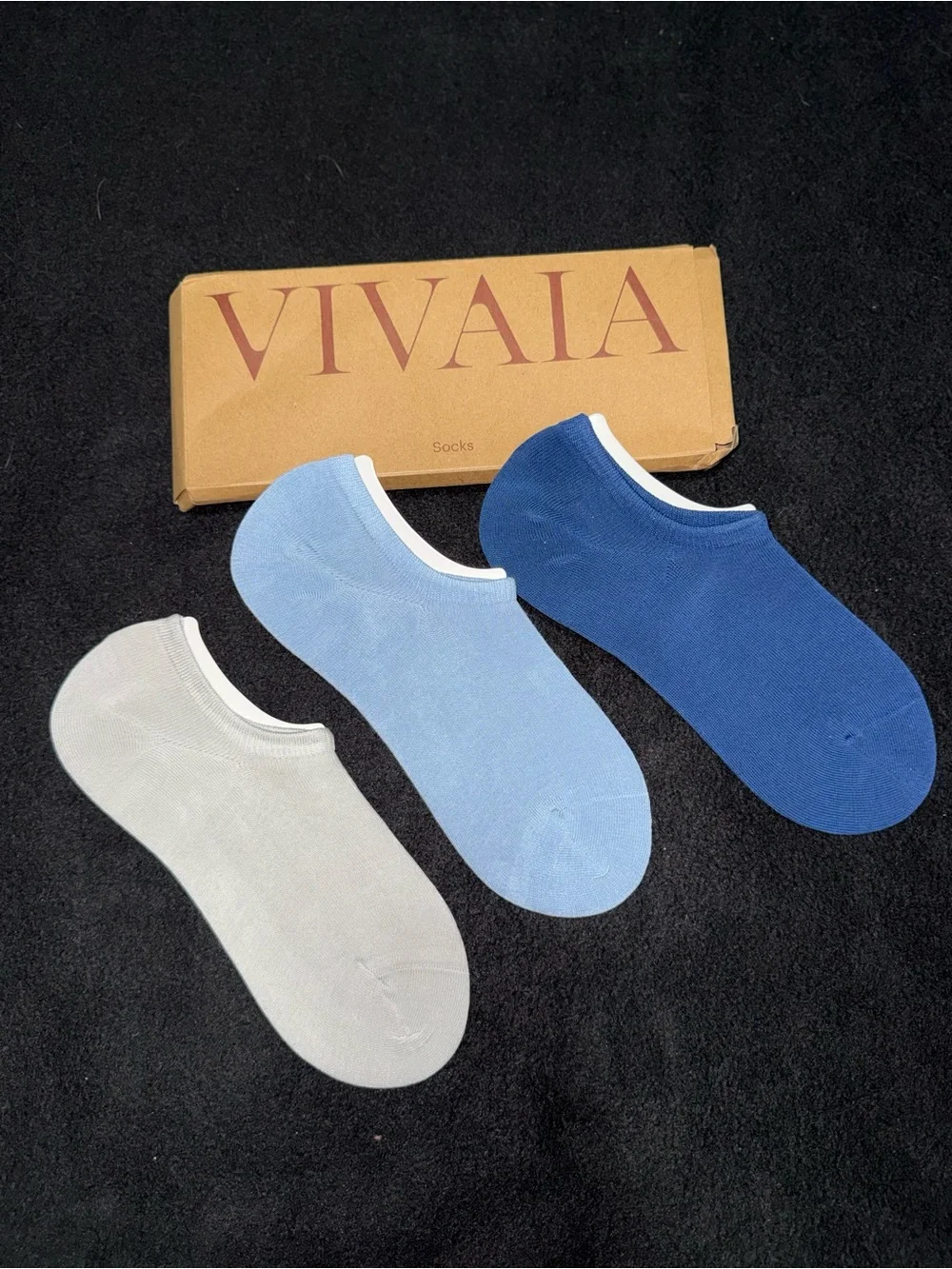 Vivaia Men’s 3-Pack Low-Cut Athletic Socks — White, Light Blue, Royal Blue